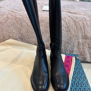 Tory Burch Black Leather Knee-High Boots